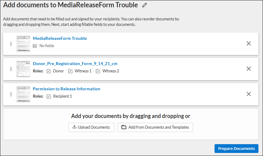 Edit document group name screenshot